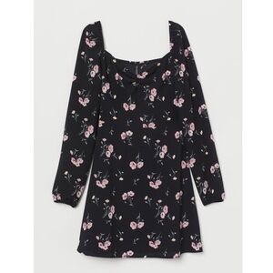 NWT Black floral long sleeves mini dress